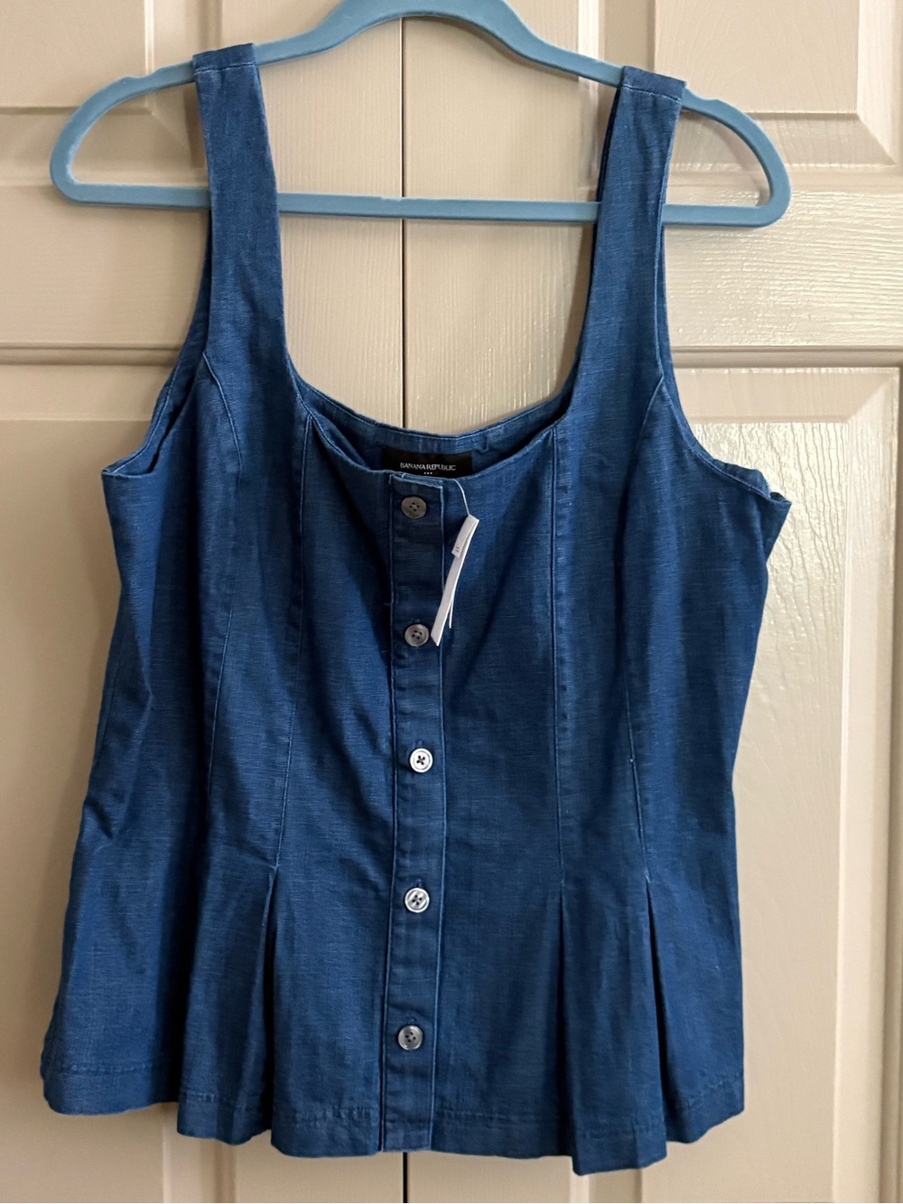 Banana Republic Blue Button-Front peplum Top